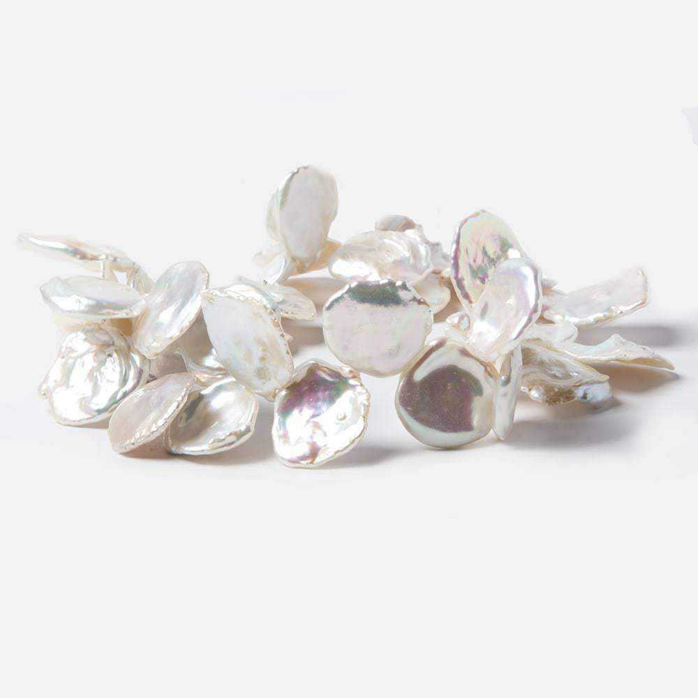 17x17.5-19x18mm Silver Ultra Keshi Pearl Iridescent Overtone 15 inch 40 pieces AAA Grade