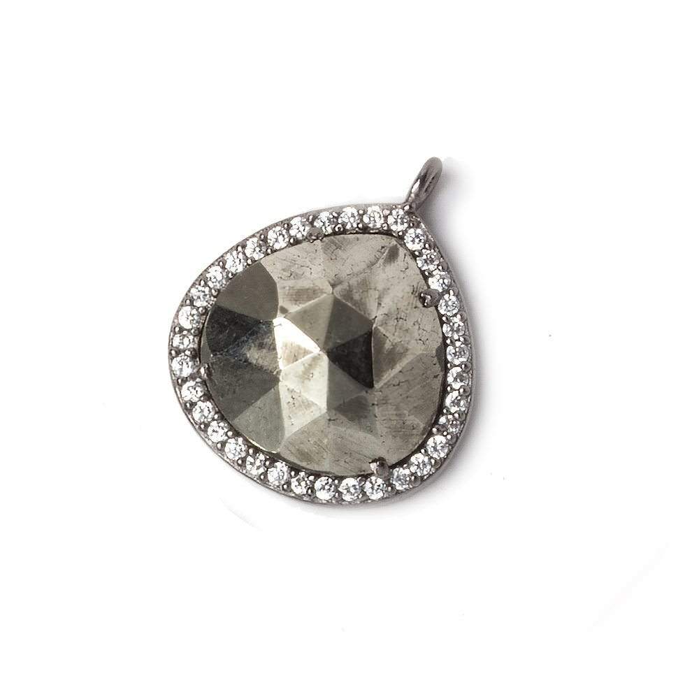 17x17mm Black Gold Bezeled CZ & Pyrite Heart Pendant 1 piece