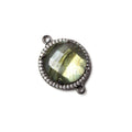 17mm Black Gold Bezel White Cubic Zirconia & Labradorite Connector 1 pc