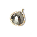 17x17mm Vermeil Bezeled CZ & Pyrite Heart Pendant 1 piece