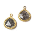 14mm Vermeil Rope Bezel Tourmalinated Quartz heart Pendant 1 piece