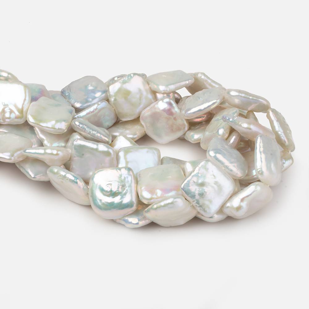 17x17mm White Iridescent Square Freshwater Pearls 16.25 inch 22 pieces AA