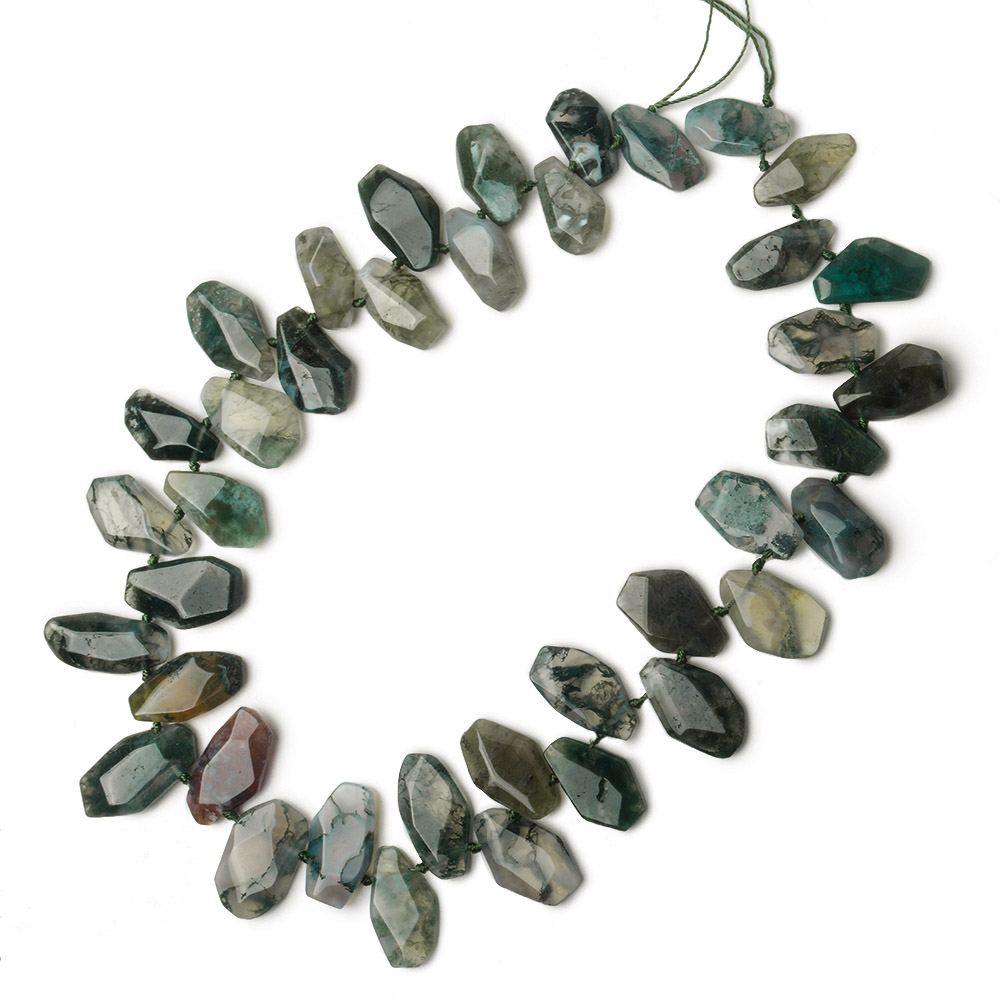 17x8-26x12mm Moss Agate Bead Faceted Nugget 16 inch 37 pieces