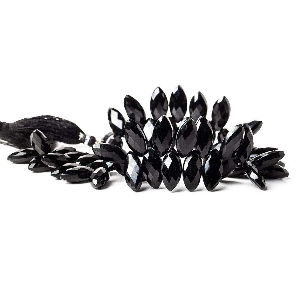 17x8mm Black Onyx top drilled faceted marquise beads 8.5 inch 42 pcs AAA