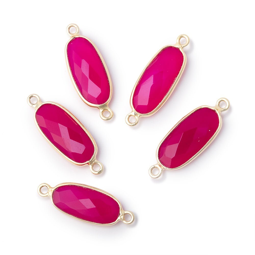 17x8mm Vermeil Bezel Berry Chalcedony Elongated Oval 1 Connector