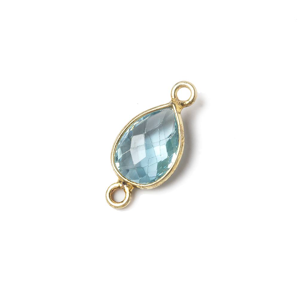 11x8mm Vermeil Bezel Sky Blue Topaz Pear Connector 1 piece