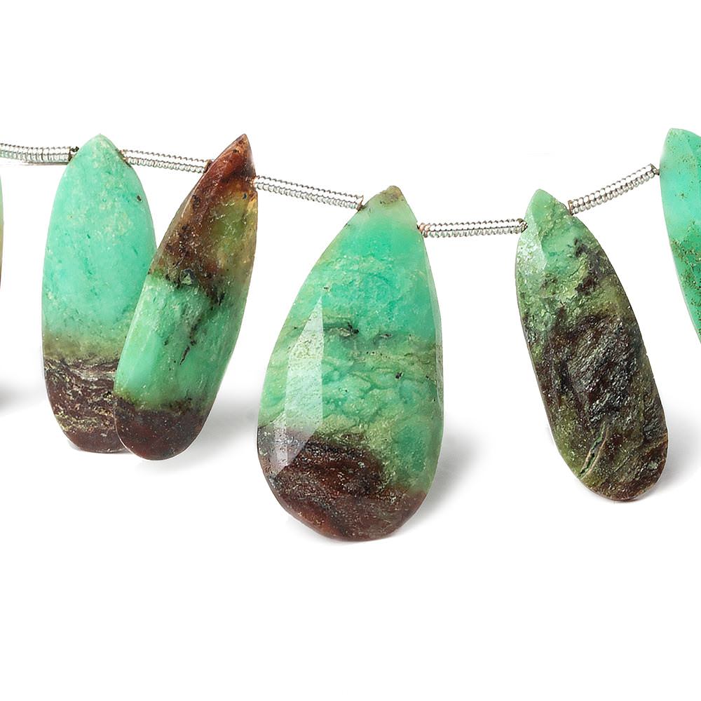 17x9-30x15mm Chrysoprase & Matrix faceted pear beads 8 inch 16 pieces