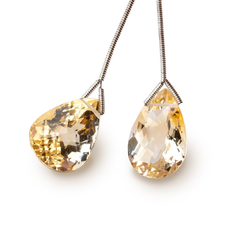 18-20mm Citrine Faceted Pear Focal Set of 2 Beads