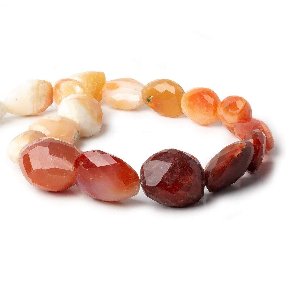 18 - 30mm Fire Opal Faceted Nugget Beads 15 inch 17 pieces