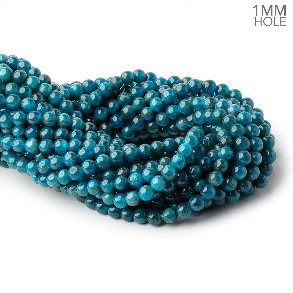 6mm Neon Apatite Plain Rounds 15.5 inch 66 beads 1mm Large Hole A