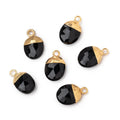 10x8mm Gold Leafed Black Chalcedony Oval Pendant 1 piece