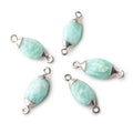 16x9mm Silver Leafed Amazonite Marquise Connector 1 piece