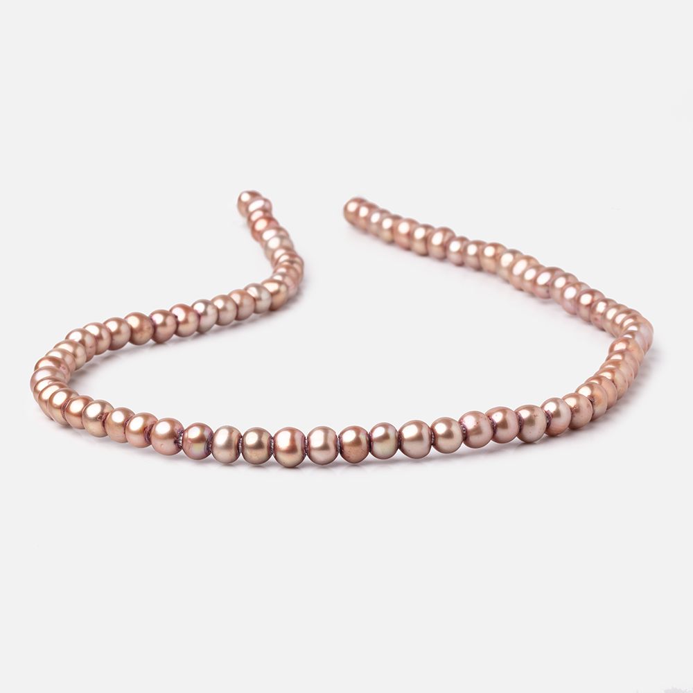 6x5-7x5mm Rose Champagne Off Round Large Hole Freshwater Pearl 15 inch 75 pieces