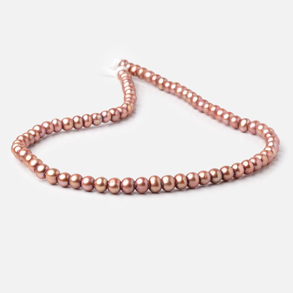 6-7mm Rosé Champagne Off Round Large Hole Freshwater Pearl 15 inch 75 pieces