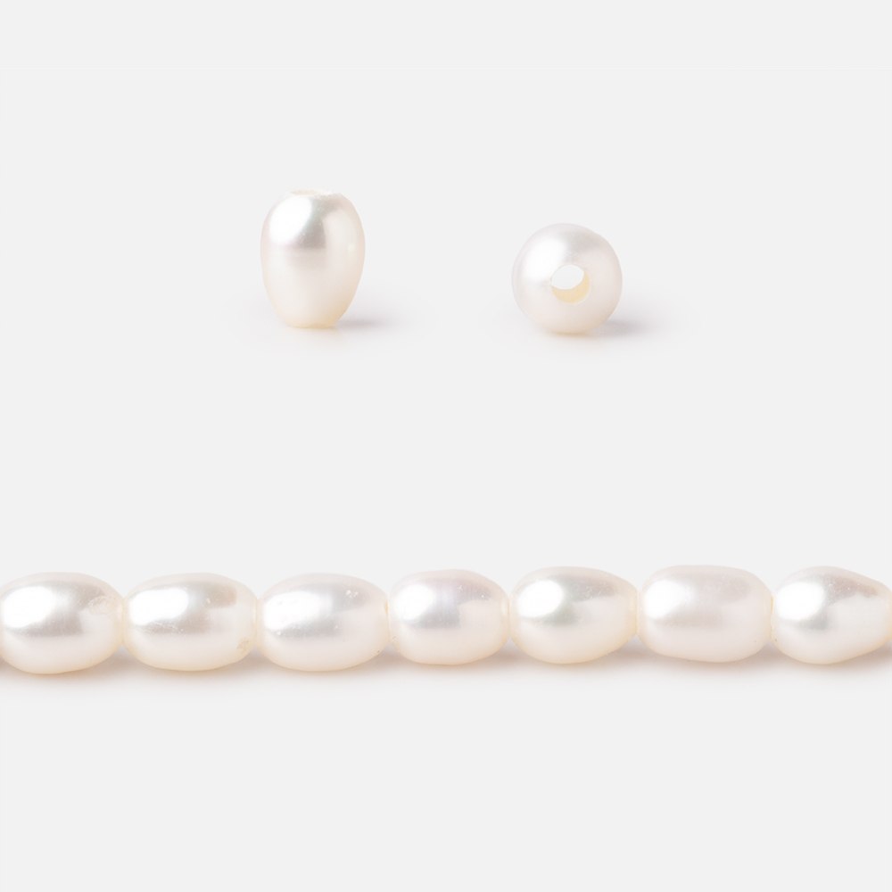 6x4-7x4mm Cream Large Hole Oval Freshwater Pearls 1.5mm drill hole 15 inch 60 pcs