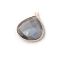 22mm Rose Gold .925 Bezel Platinum Grey Moonstone Heart Pendant 1 piece
