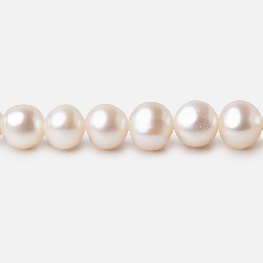 7mm Off White Side Drilled Off Round Freshwater Pearl Beads 15.5 inch 62 pieces