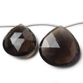 18.5x18-23x22mm Smoky Quartz Faceted Heart Beads 7.5 inch 8 pieces AAA