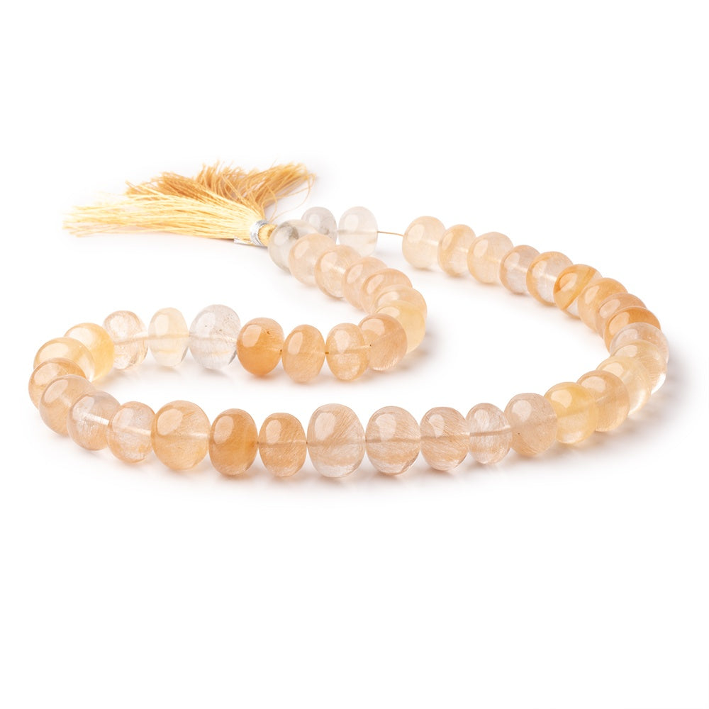 11.5-14.5mm Shaded Rutilated Quartz Plain Rondelle 16 inch 44 Beads A