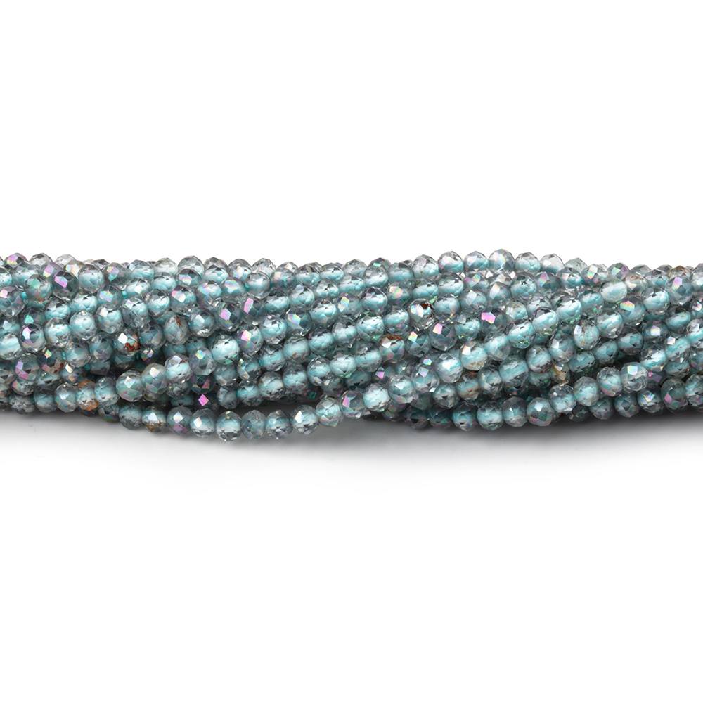 2mm Mystic Teal Topaz micro faceted rondelle beads 13 inch 180 pieces