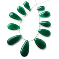 18x10-37x17mm Forest Green Chalcedony Plain Pears 7 inch 11 beads