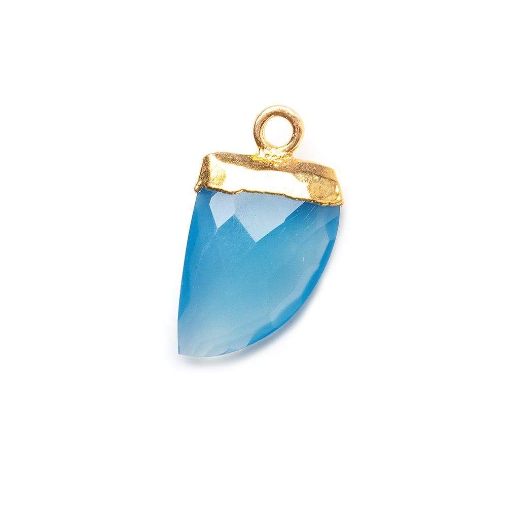 18x10mm Gold Leafed Tip London Blue Chalcedony Horn Pendant 1 piece