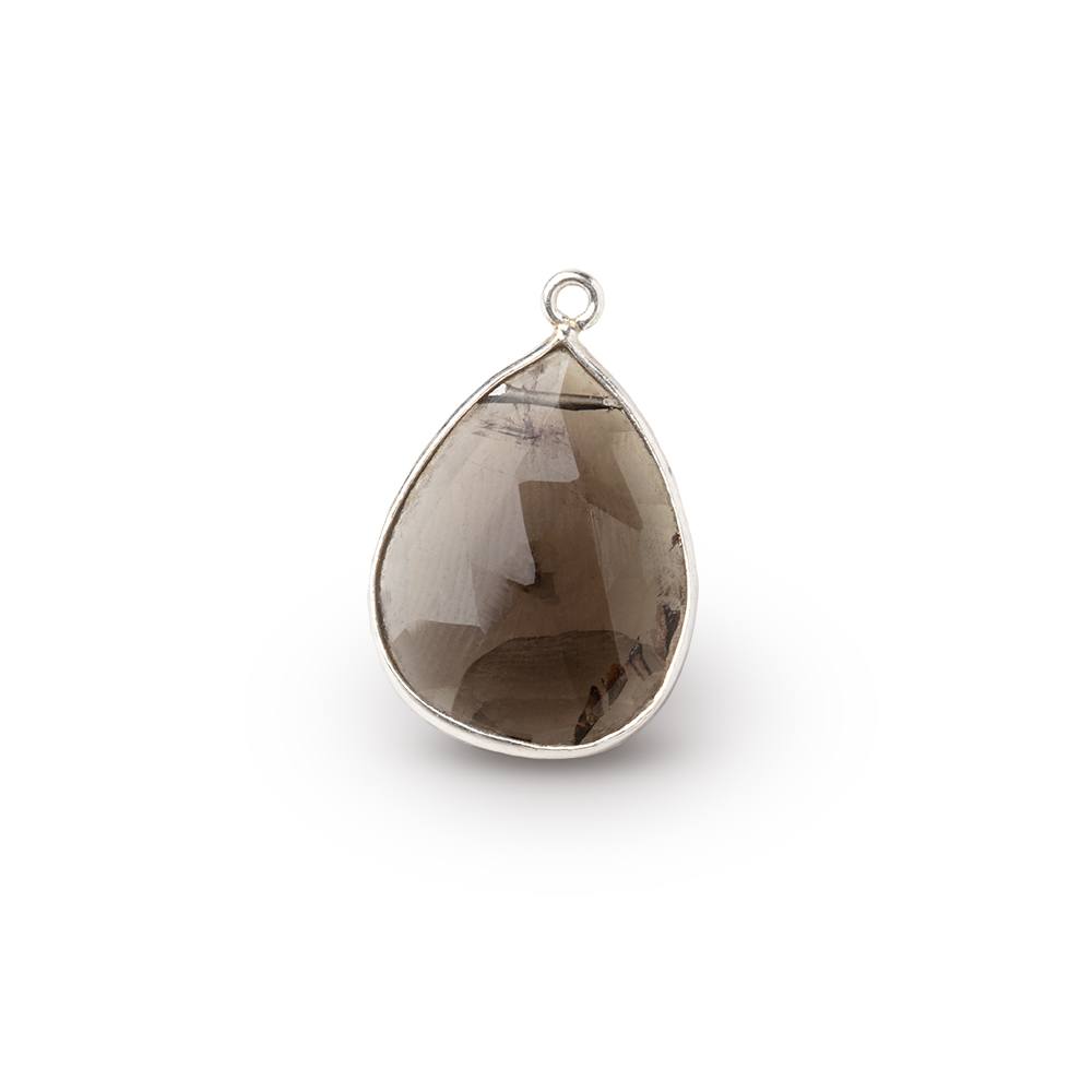 18x14mm Silver Bezel Chocolate Tourmaline Pear Pendant 1 Piece