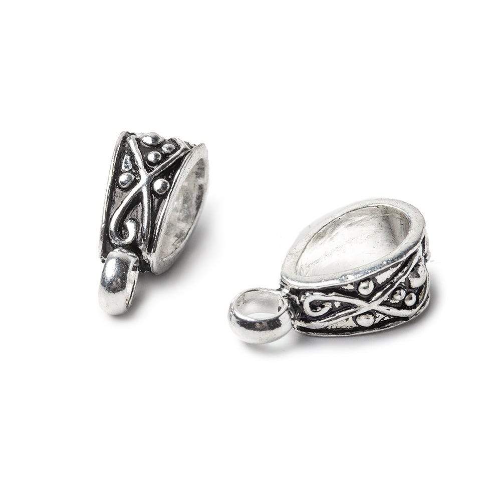 18x7.5mm Antiqued Sterling Silver Bail Crisscross Design 1 finding