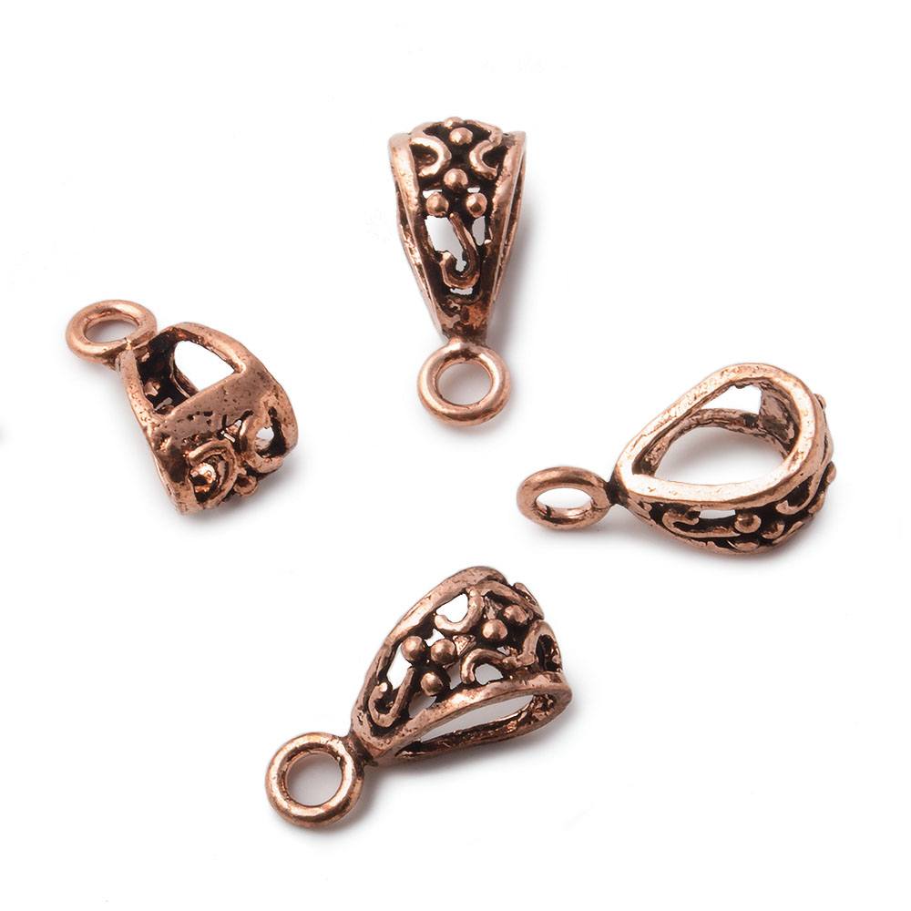 18x8x8mm Copper Bail  Scroll Design Set of 4