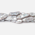 19-23mm Silver Straight Drill Biwa Freshwater Pearls 16 inch 19 Beads