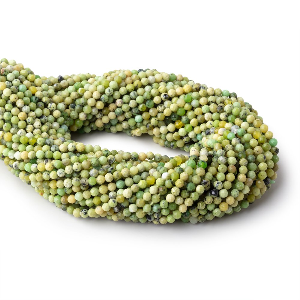 3mm Lemon Chrysoprase microfaceted round beads 13 inch 100 pieces