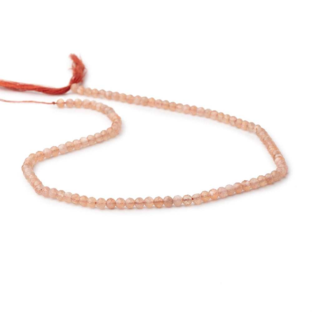 3.5mm Sunstone & Peach Moonstone microfaceted round beads 13 inch 100 pcs
