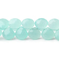 8-10mm Seaglass Chalcedony Faceted Heart Beads 8 inch 34 pieces