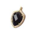 19.5x15mm Vermeil Bezel White CZ and Black Chalcedony Shield Pendant 1 piece