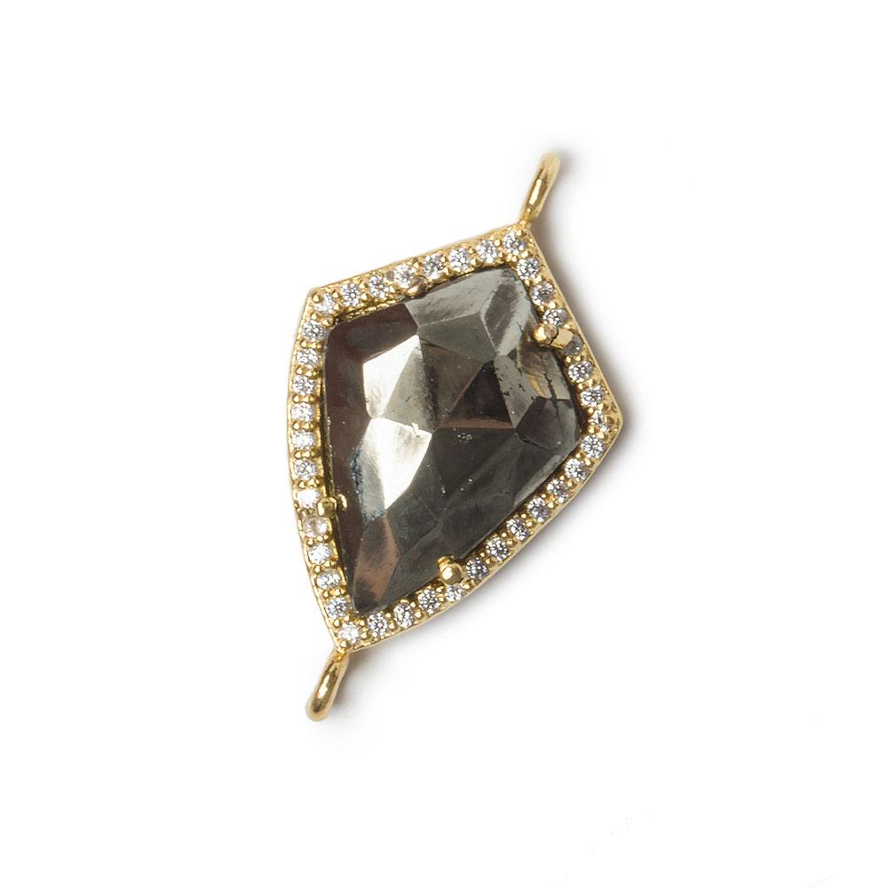 19.5x15mm Vermeil Bezel White CZ and Pyrite Shield Connector 1 focal piece