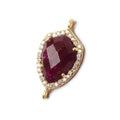 19.5x15mm Vermeil Bezel White CZ and Ruby Shield Connector 1 focal piece