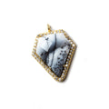19.5x17mm Vermeil Bezeled CZ & Dendritic Opal Modified Shield Pendant 1 piece