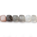 6-7mm Multi Color Moonstone Faceted Cubes 8 inches 28 Beads
