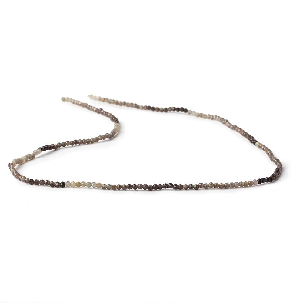1.9mm Multi Grey Brown Sapphire Micro Faceted rounds 13 inch 200 beads