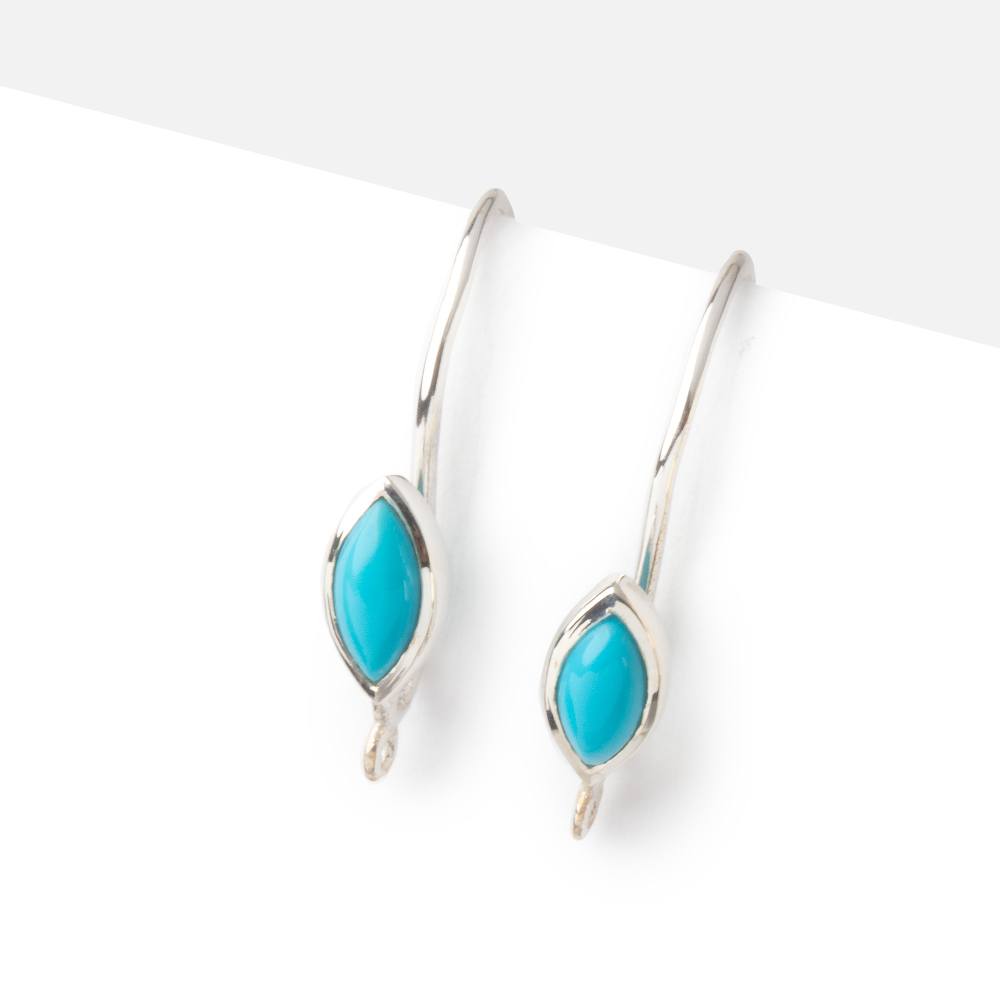 19mm Turquoise Plain Marquise Ear Wire Set of 2 pieces