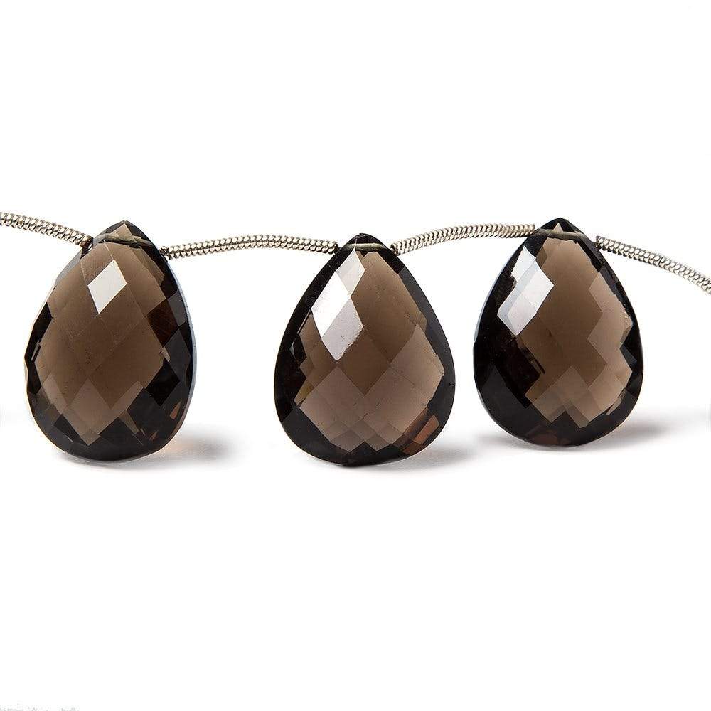 19x14mm Smoky Quartz Pear Briolette Beads 8 inch 11 pieces