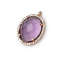 19x15mm Antiqued Rose Gold CZ Bezel Purple Hydro Quartz Oval Pendant 1 Focal