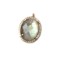 19x15mm Vermeil Bezeled White CZ and Labradorite Oval Pendant 1 piece
