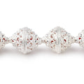 19x15mm Sterling Silver Plated Copper Persian Filigree Bicone 8 inch 11 Beads