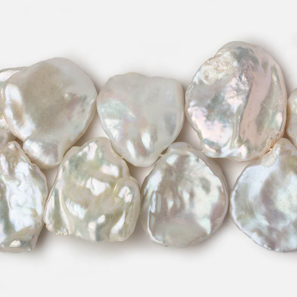 19x16-29x23mm Creamy White Top Drilled Ultra Keshi Pearls 16 inch 36 pieces AAA