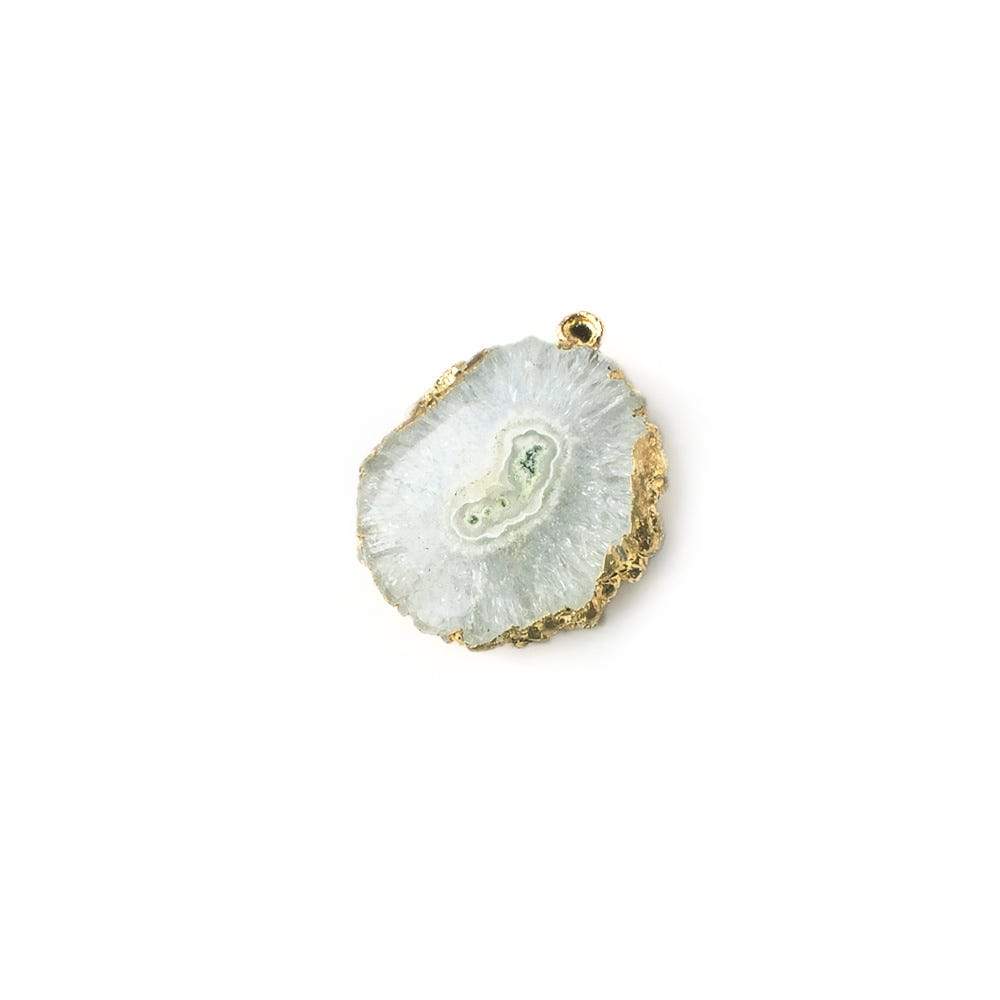 19x17mm 22kt Gold leafed Solar Quartz Pendant Bead 1 piece