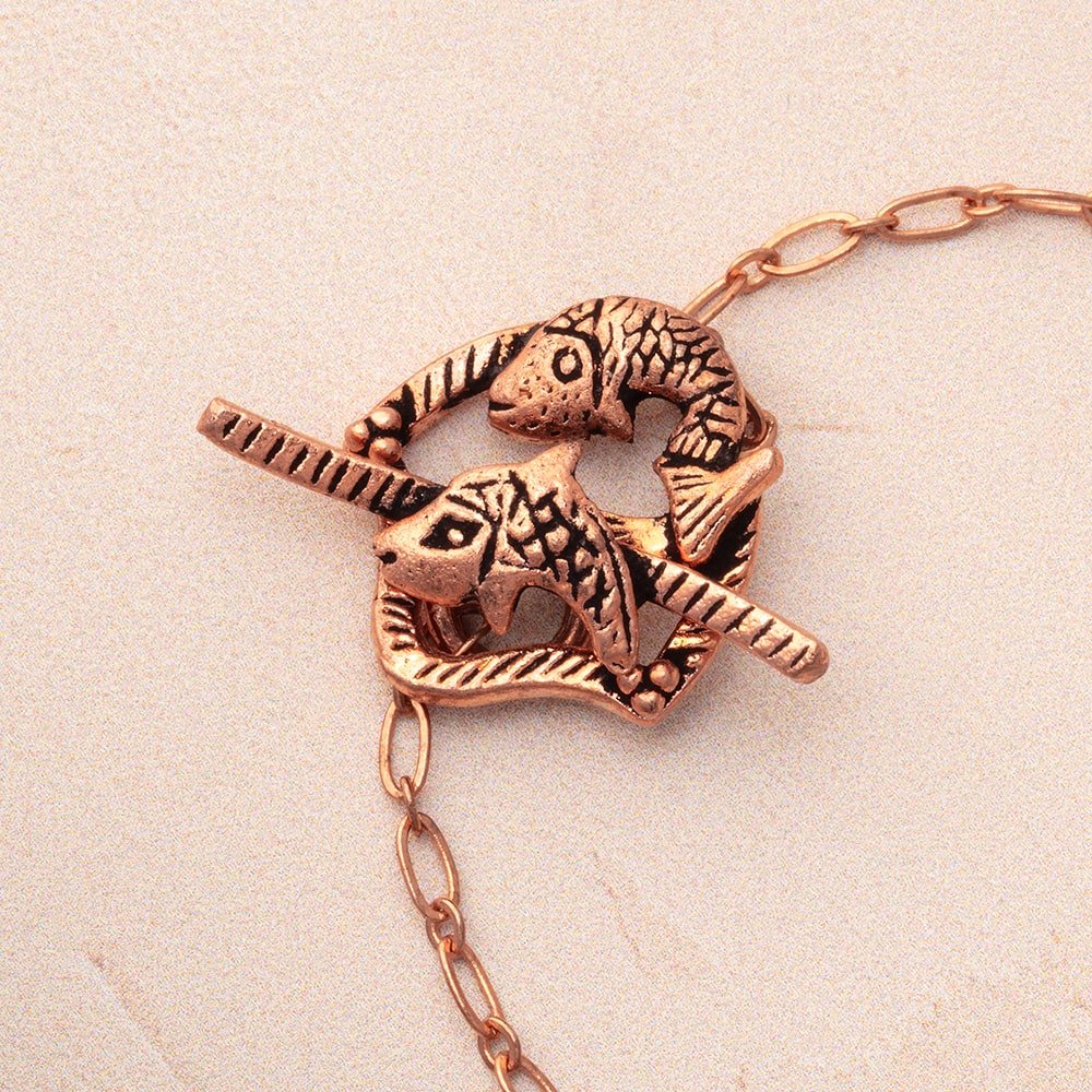 19x17mm Antiqued Copper Toggle with Koi Fish 1 piece