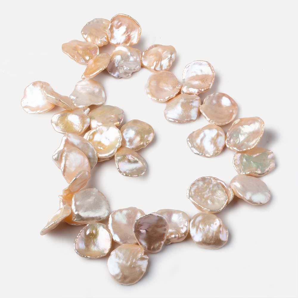 19x18-23x20mm Salmon Peach top drilled Ultra Keshi Freshwater Pearls AAA 16 inch 32 pcs
