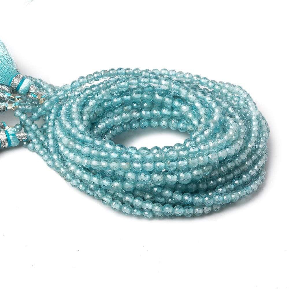 2.5-4mm Blue Zircon micro faceted round 16 inch 146 beads AA
