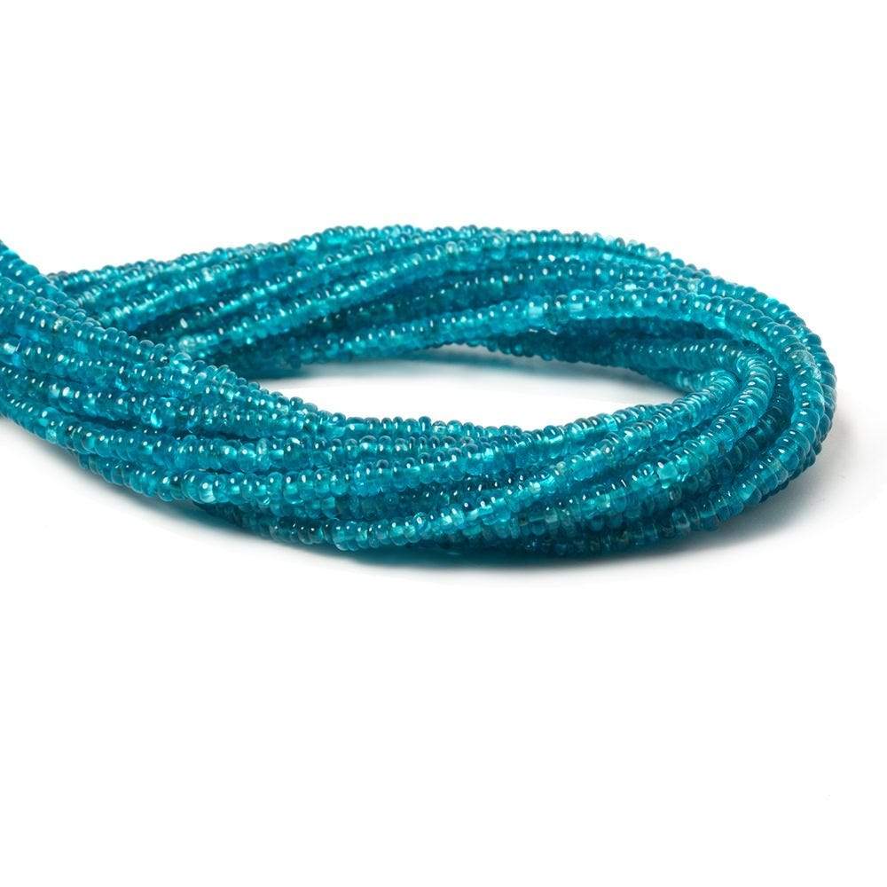 2-3mm Neon Blue Apatite unfaceted rondelle 13 inch 256 Beads